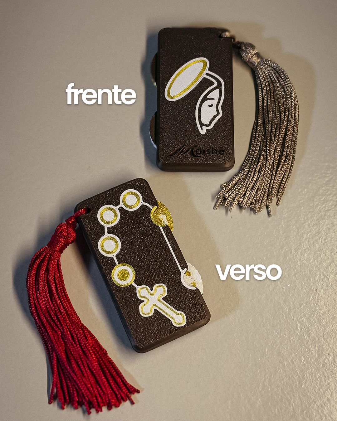 Rosário Fidget impresso em 3D, frente e verso